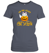 Load image into Gallery viewer, Womens Im The Crazy Cat Lady Pumpkin Halloween Costume Women Cotton T-Shirt