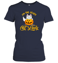 Load image into Gallery viewer, Womens Im The Crazy Cat Lady Pumpkin Halloween Costume Women Cotton T-Shirt