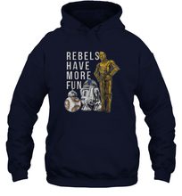 Load image into Gallery viewer, Star Wars Last Jedi Droids Rebels Have More Fun Gold Unisex Hooded Sweatshirt