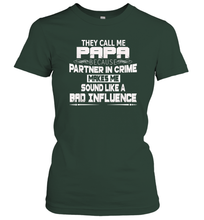 Load image into Gallery viewer, Funny Grandpa Gifts Shirts, Papa Partner In Crime Women Cotton T-Shirt