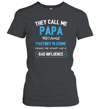 Load image into Gallery viewer, Funny Grandpa Gifts Shirts, Papa Partner In Crime Gifts Women Cotton T-Shirt