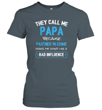 Load image into Gallery viewer, Funny Grandpa Gifts Shirts, Papa Partner In Crime Gifts Women Cotton T-Shirt