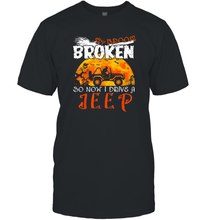 Load image into Gallery viewer, Womens My Broom Broke So Now I Drive A Jeep Funny Witch Halloween Gift Men Cotton T-Shirt