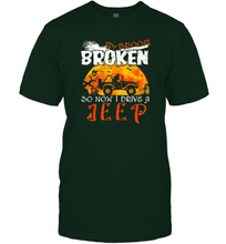 Load image into Gallery viewer, Womens My Broom Broke So Now I Drive A Jeep Funny Witch Halloween Gift Men Cotton T-Shirt