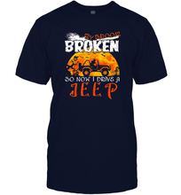 Load image into Gallery viewer, Womens My Broom Broke So Now I Drive A Jeep Funny Witch Halloween Gift Men Cotton T-Shirt