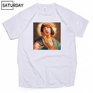 Men's Pulp Fiction Cotton Fleece Hoodies Sweatshirts 2019 Man Virgin Mary Mia Wallace Sweatshirts Hoodies Comics Hoodie