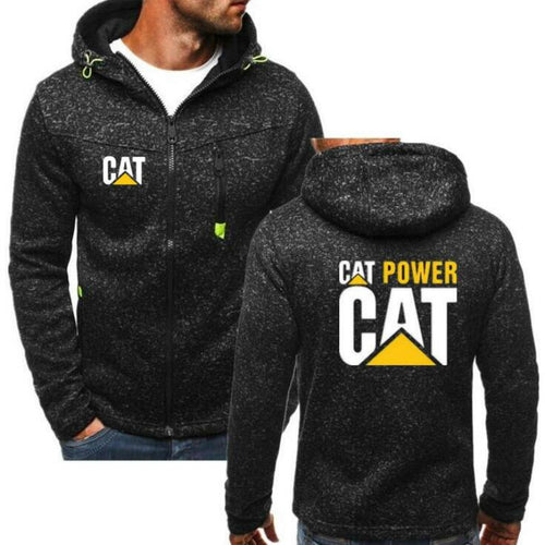 2019 New Fashion Men Sweatshirts Cat Caterpillar Letter Print Men  Padded Zipper Sweatshirt Pattern Hoodies Hip-hop Pullovers