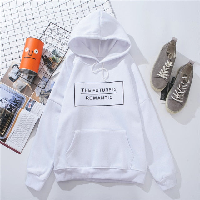 New winter Women's Hoodie Sweatshirt woman Harajuku Blackpink Kawaii letter Singlet pullover white Oversized hoodie white Tops