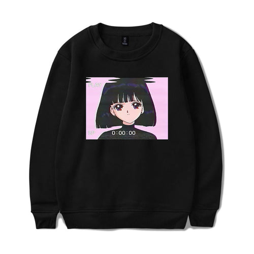 Vaporwave Hoodies Sweatshirt Japan Aesthetics Print Harajuku Men/Women Capless Sweatshirt Long Sleeve Pullover Sport Tops