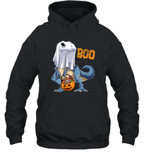 Load image into Gallery viewer, Womens Ghost Dinosaur T rex Funny Boo Halloween Gifts Men Pumpkin Unisex Hooded Sweatshirt