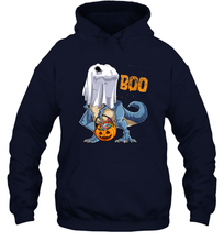 Load image into Gallery viewer, Womens Ghost Dinosaur T rex Funny Boo Halloween Gifts Men Pumpkin Unisex Hooded Sweatshirt