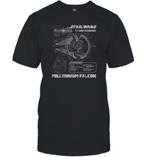Load image into Gallery viewer, Star Wars Millennium Falcon Grey Schematics Graphic Men Cotton T-Shirt