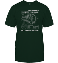 Load image into Gallery viewer, Star Wars Millennium Falcon Grey Schematics Graphic Men Cotton T-Shirt