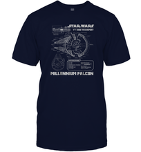 Load image into Gallery viewer, Star Wars Millennium Falcon Grey Schematics Graphic Men Cotton T-Shirt