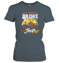 Load image into Gallery viewer, Womens My Broom Broke Now I Drive A Jeep Shirt Halloween Witch Gift Women Cotton T-Shirt