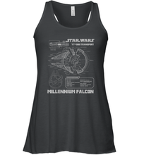 Load image into Gallery viewer, Star Wars Millennium Falcon Grey Schematics Women Racerback Tank