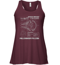 Load image into Gallery viewer, Star Wars Millennium Falcon Grey Schematics Women Racerback Tank