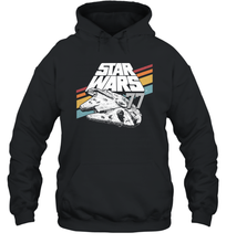 Load image into Gallery viewer, Star Wars Millennium Falcon Retro Rainbow Stripe Unisex Hooded Sweatshirt