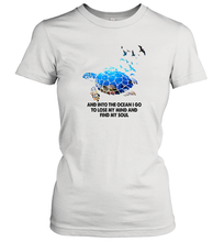 Load image into Gallery viewer, Into The Ocean I Go To Lose My Mind Turtle Lovers Gift Idea Women Cotton T-Shirt