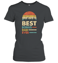 Load image into Gallery viewer, Best Bonus Dad Ever T Shirt Papa Vintage Papa Gift Daddy Women Cotton T-Shirt