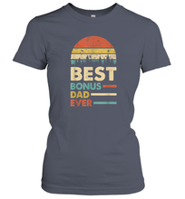 Load image into Gallery viewer, Best Bonus Dad Ever T Shirt Papa Vintage Papa Gift Daddy Women Cotton T-Shirt