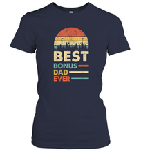 Load image into Gallery viewer, Best Bonus Dad Ever T Shirt Papa Vintage Papa Gift Daddy Women Cotton T-Shirt