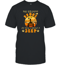 Load image into Gallery viewer, Womens My Broom Broke So Now I Drive A Jeep Funny Witch Halloween Men Cotton T-Shirt