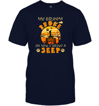 Load image into Gallery viewer, Womens My Broom Broke So Now I Drive A Jeep Funny Witch Halloween Men Cotton T-Shirt