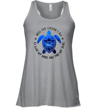 Load image into Gallery viewer, Into The Ocean I Go To Lose My Mind And Find My Soul Turtle Women Racerback Tank
