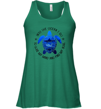 Load image into Gallery viewer, Into The Ocean I Go To Lose My Mind And Find My Soul Turtle Women Racerback Tank