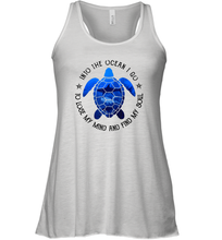 Load image into Gallery viewer, Into The Ocean I Go To Lose My Mind And Find My Soul Turtle Women Racerback Tank
