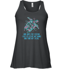 Load image into Gallery viewer, Into The Ocean I Go To Lose My Mind Find My Soul Turtle Women Racerback Tank
