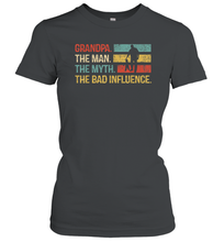 Load image into Gallery viewer, Mens Grandpa The Man The Myth The Bad Influence Gift Women Cotton T-Shirt