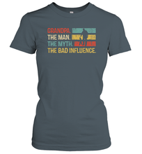 Load image into Gallery viewer, Mens Grandpa The Man The Myth The Bad Influence Gift Women Cotton T-Shirt