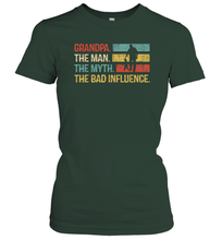 Load image into Gallery viewer, Mens Grandpa The Man The Myth The Bad Influence Gift Women Cotton T-Shirt