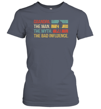 Load image into Gallery viewer, Mens Grandpa The Man The Myth The Bad Influence Gift Women Cotton T-Shirt