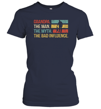 Load image into Gallery viewer, Mens Grandpa The Man The Myth The Bad Influence Gift Women Cotton T-Shirt