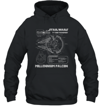 Load image into Gallery viewer, Star Wars Millennium Falcon Grey Schematics Unisex Hooded Sweatshirt
