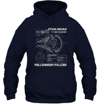 Load image into Gallery viewer, Star Wars Millennium Falcon Grey Schematics Unisex Hooded Sweatshirt