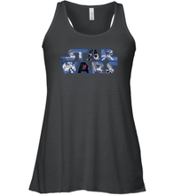 Load image into Gallery viewer, Star Wars Logo Millennium Falcon and Death Star Women Racerback Tank