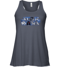 Load image into Gallery viewer, Star Wars Logo Millennium Falcon and Death Star Women Racerback Tank