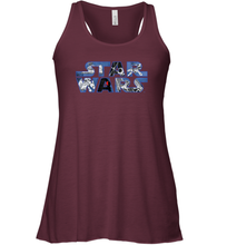 Load image into Gallery viewer, Star Wars Logo Millennium Falcon and Death Star Women Racerback Tank