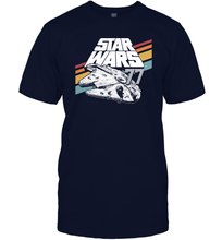 Load image into Gallery viewer, Star Wars Millennium Falcon Retro Rainbow Stripe Men Cotton T-Shirt