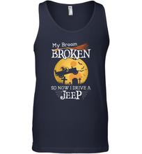 Load image into Gallery viewer, Womens My Broom Broken So Now I Drive A Jeeps Witch Funny Halloween Men Cotton Tank Top