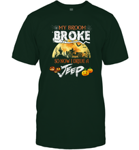 Load image into Gallery viewer, Womens My Broom Broke Now I Drive A Jeep Shirt Halloween Witch Gift Men Cotton T-Shirt
