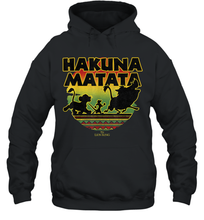 Load image into Gallery viewer, Disney The Lion King Simba Timon Pumba Worry Free Sunset Unisex Hooded Sweatshirt