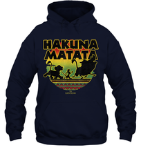 Load image into Gallery viewer, Disney The Lion King Simba Timon Pumba Worry Free Sunset Unisex Hooded Sweatshirt