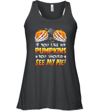 Load image into Gallery viewer, Womens If You Like My Pumpkins You Should See My Pie Halloween Boob Women Racerback Tank