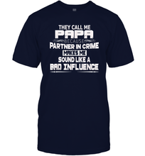Load image into Gallery viewer, Funny Grandpa Gifts Shirts, Papa Partner In Crime Shirt Men Cotton T-Shirt