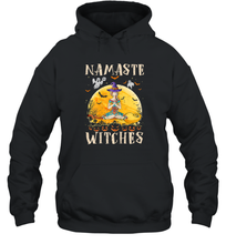 Load image into Gallery viewer, Womens Namaste Witches Love And Light Yoga with Moon Halloween Gift Unisex Hooded Sweatshirt